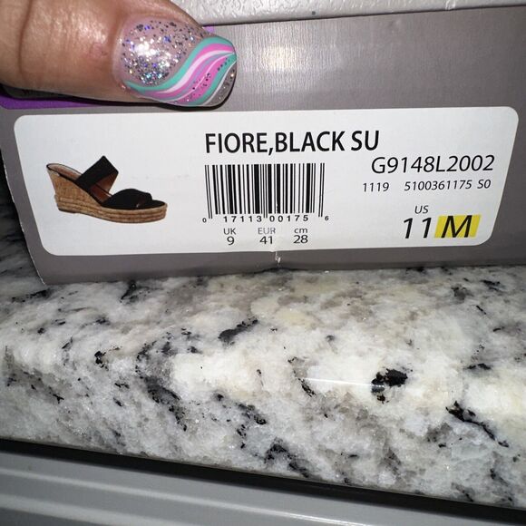 FRANCO SARTO Fiore Black Suede size 11M platforms/sandal cork Sole - Picture 12 of 12